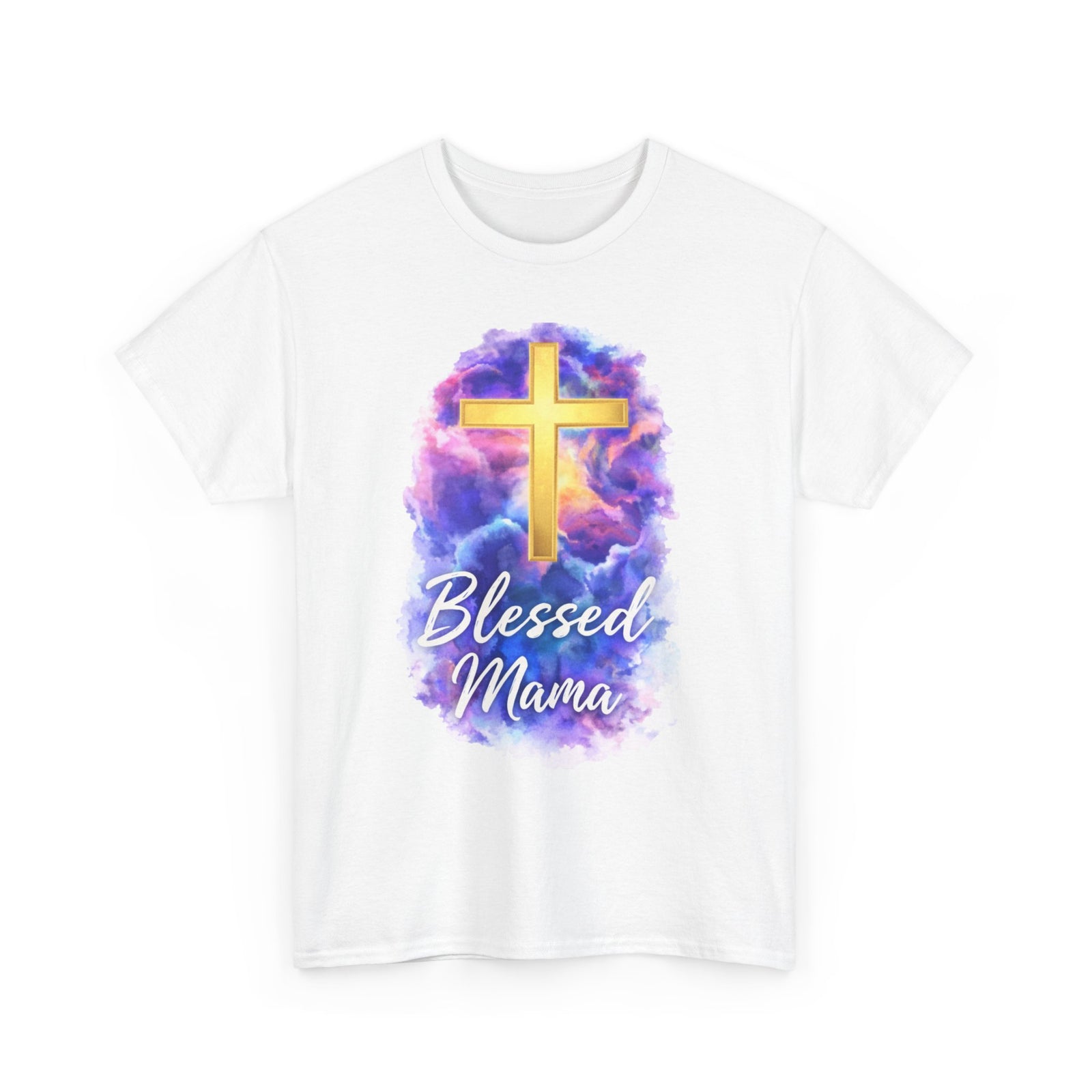 Blessed Mama Cross Tee, Women's Christian Faith Tee Shirt
