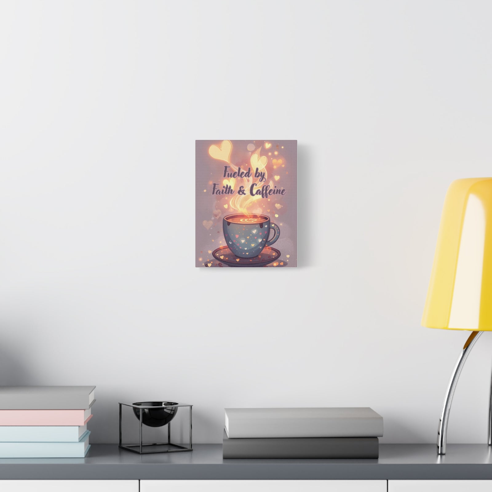 Canvas Wall Art "Fueled by Faith & Caffeine" — Coffee Lover Inspirational Home - Coffee Shop Decor