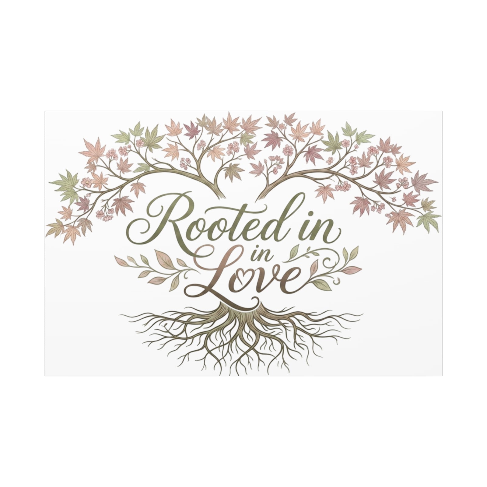 Rooted in Love Tree Canvas Wall Art — Inspirational Family Quote Home Decor