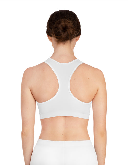 Load image into Gallery viewer, Cross &amp; Barbell Sports Bra — Faith Fitness Patterned Athletic Crop For Women &amp; Girls
