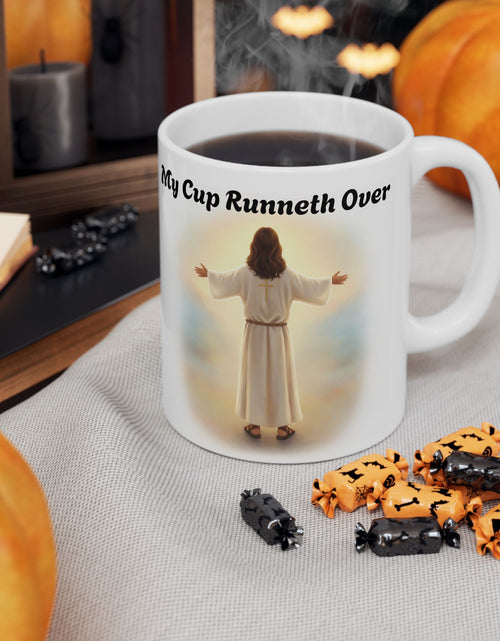 Load image into Gallery viewer, With Him My Cup Runneth Over – Jesus Coffee Mug | Christian Coffee Lover Gift | Faith &amp; Humor Mug 11 oz &amp; 15 oz
