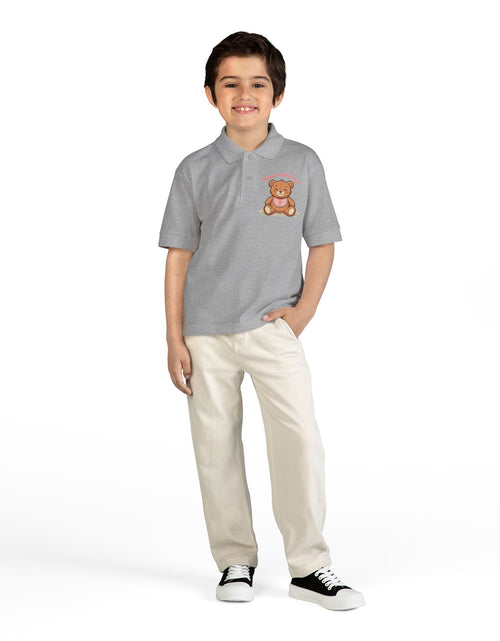 Load image into Gallery viewer, Jesus Loves Me Teddy Bear Kids Polo Shirt | Christian Toddler Polo | Cute Faith-Based Kids Clothes | Dressy Church Outfit
