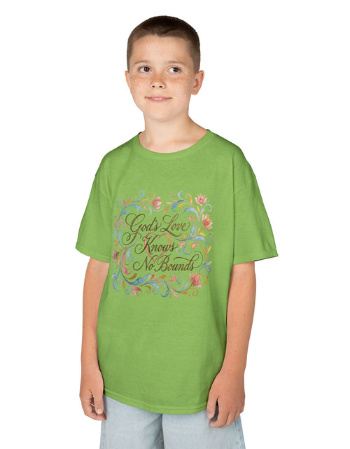 Load image into Gallery viewer, Kids Tee — "God's Love Knows No Bounds" Floral Shirt
