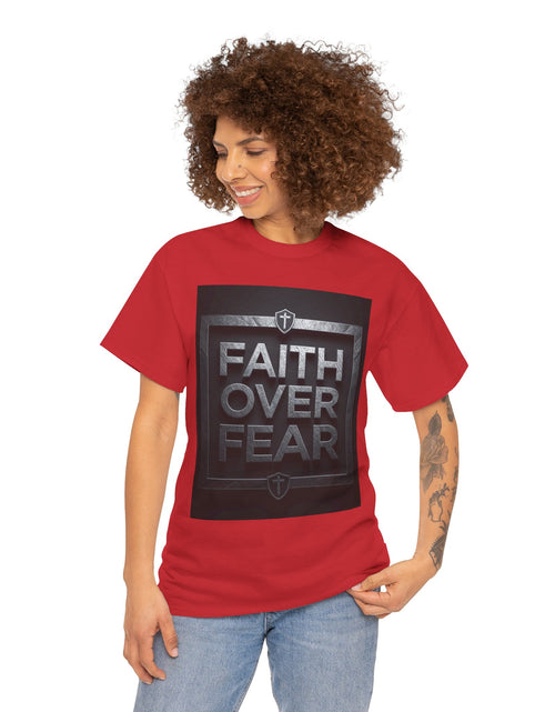 Load image into Gallery viewer, Faith Over Fear T-Shirt — Inspirational Christian Tee with Bold Typography For Men &amp; Women
