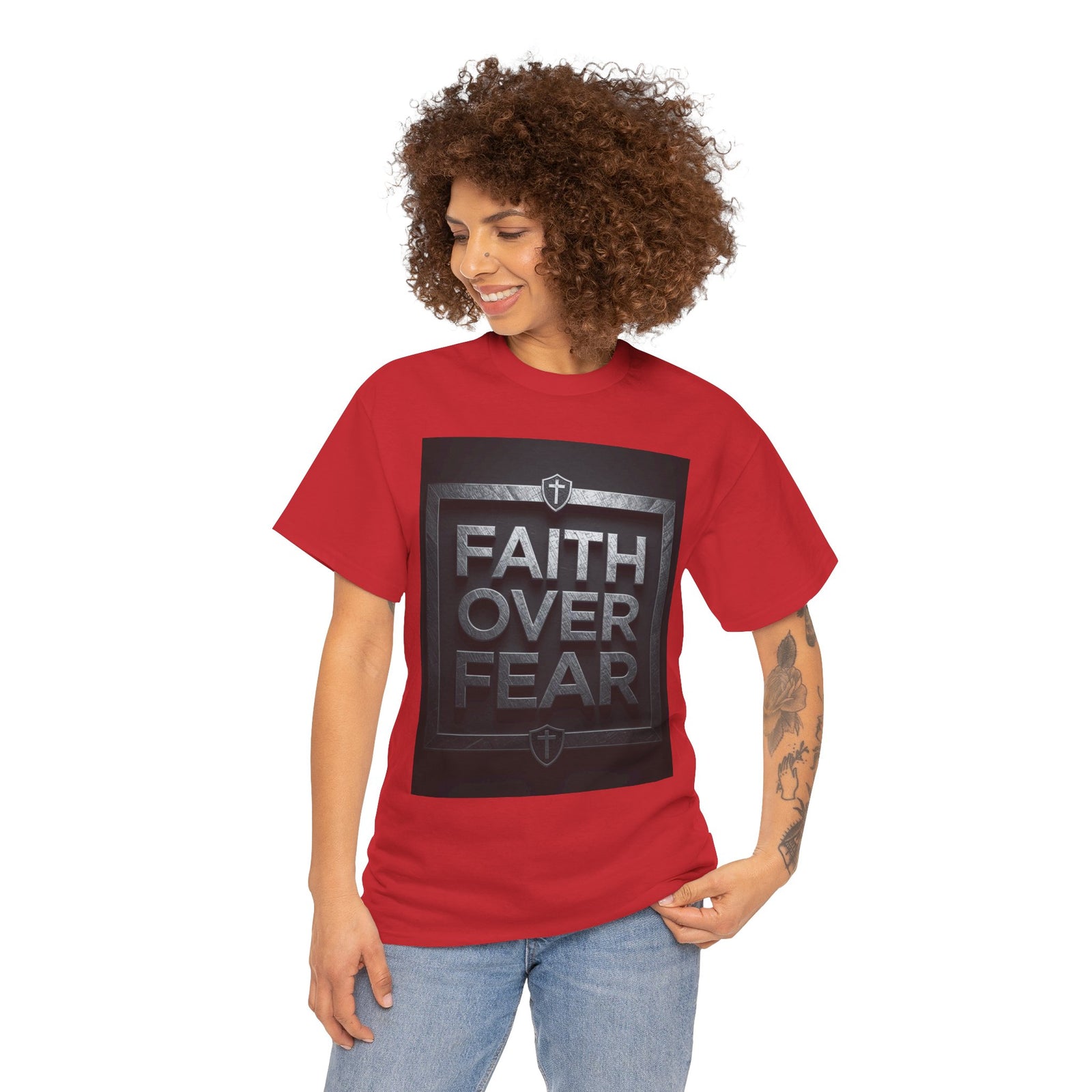 Faith Over Fear T-Shirt — Inspirational Christian Tee with Bold Typography For Men & Women