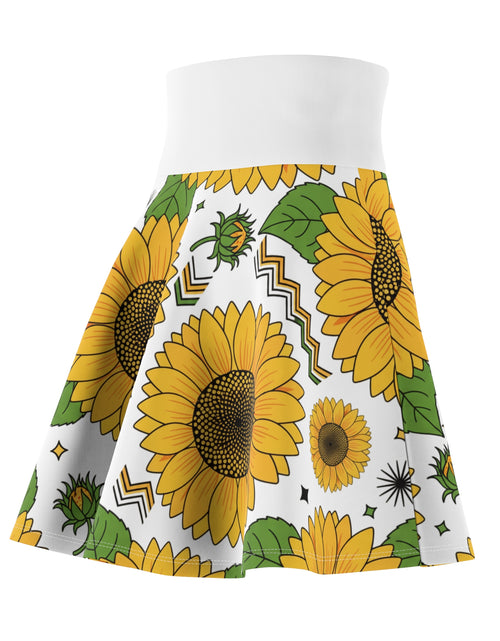 Load image into Gallery viewer, Sunflower Skater Skirt for Women | Bright Floral AOP Skirt | Summer Spring Outfit | Cute Boho Festival Garden Skirt

