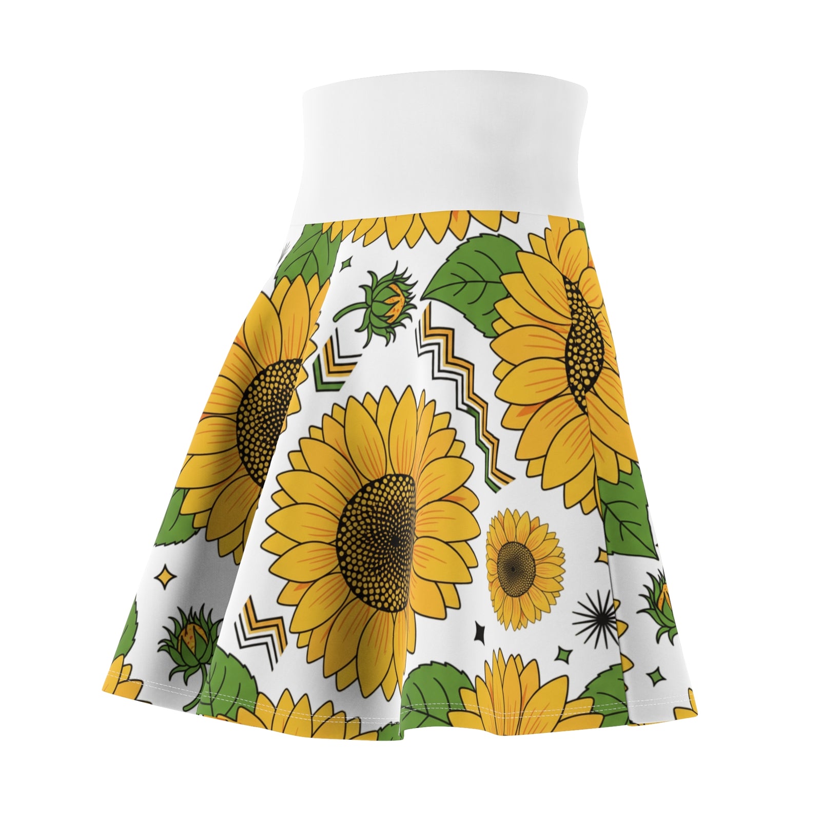 Sunflower Skater Skirt for Women | Bright Floral AOP Skirt | Summer Spring Outfit | Cute Boho Festival Garden Skirt