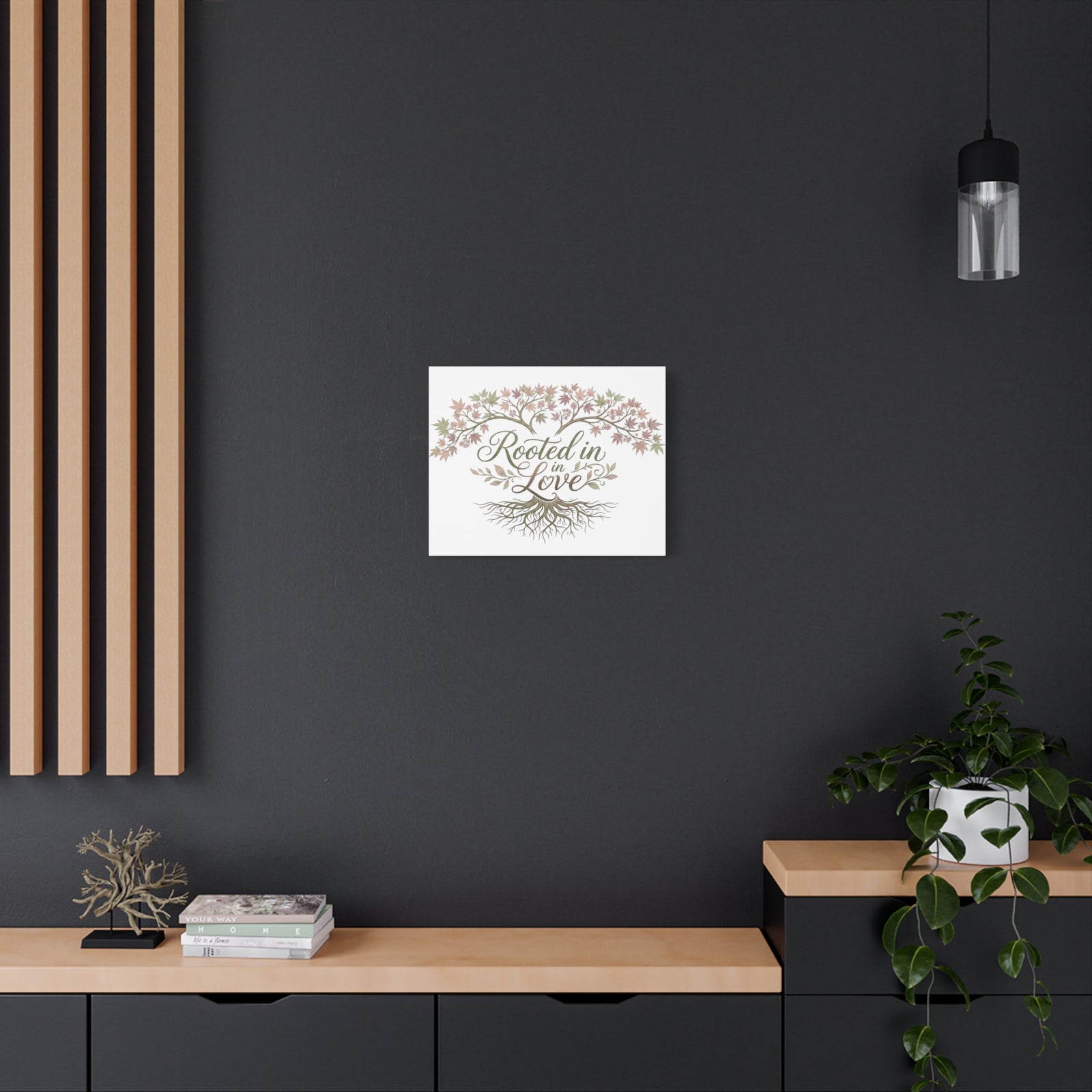 Rooted in Love Tree Canvas Wall Art — Inspirational Family Quote Home Decor