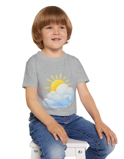 Load image into Gallery viewer, Sunny Cloud Toddler T‑Shirt — Cute Sun &amp; Cloud Graphic Tee for Kids
