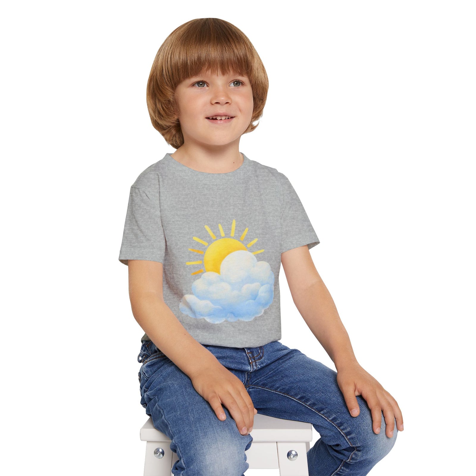 Sunny Cloud Toddler T‑Shirt — Cute Sun & Cloud Graphic Tee for Kids