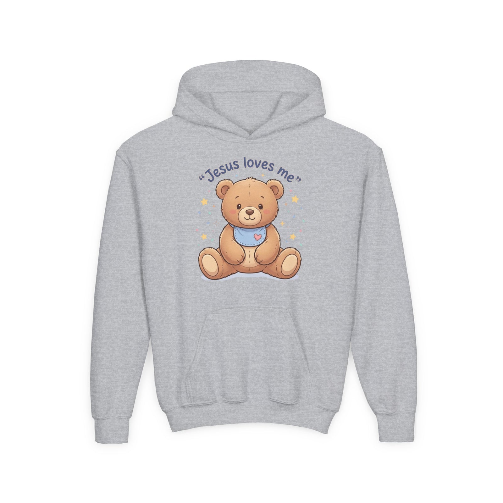 Jesus Loves Me Teddy Bear Kids Hoodie | Christian Youth Sweatshirt | Cute Faith-Based Kids Clothes | Gift for Boys & Girls