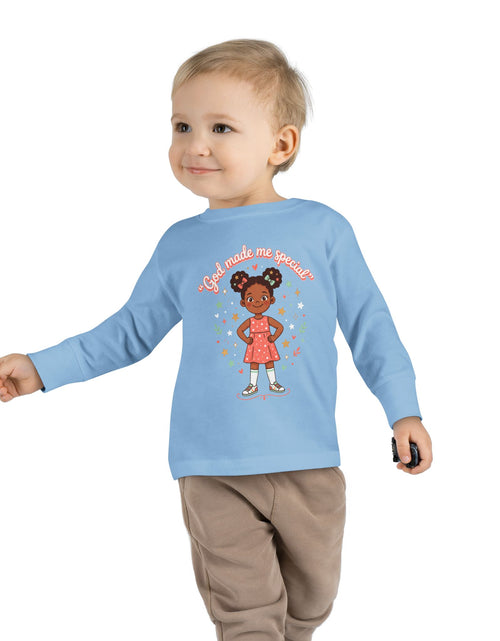 Load image into Gallery viewer, God Made Me Special Girls Long Sleeve Shirt | Christian Toddler Girl Shirt | Faith-Based Kids Clothes | Cute Religious Gift for Girls
