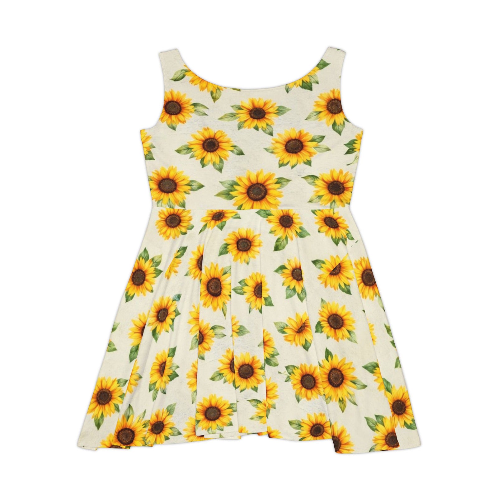 Sunflower Skater Dress – Bright Yellow Floral Sundress, Sleeveless Summer Dress, Boho Garden Party & Beach Outfit for Women