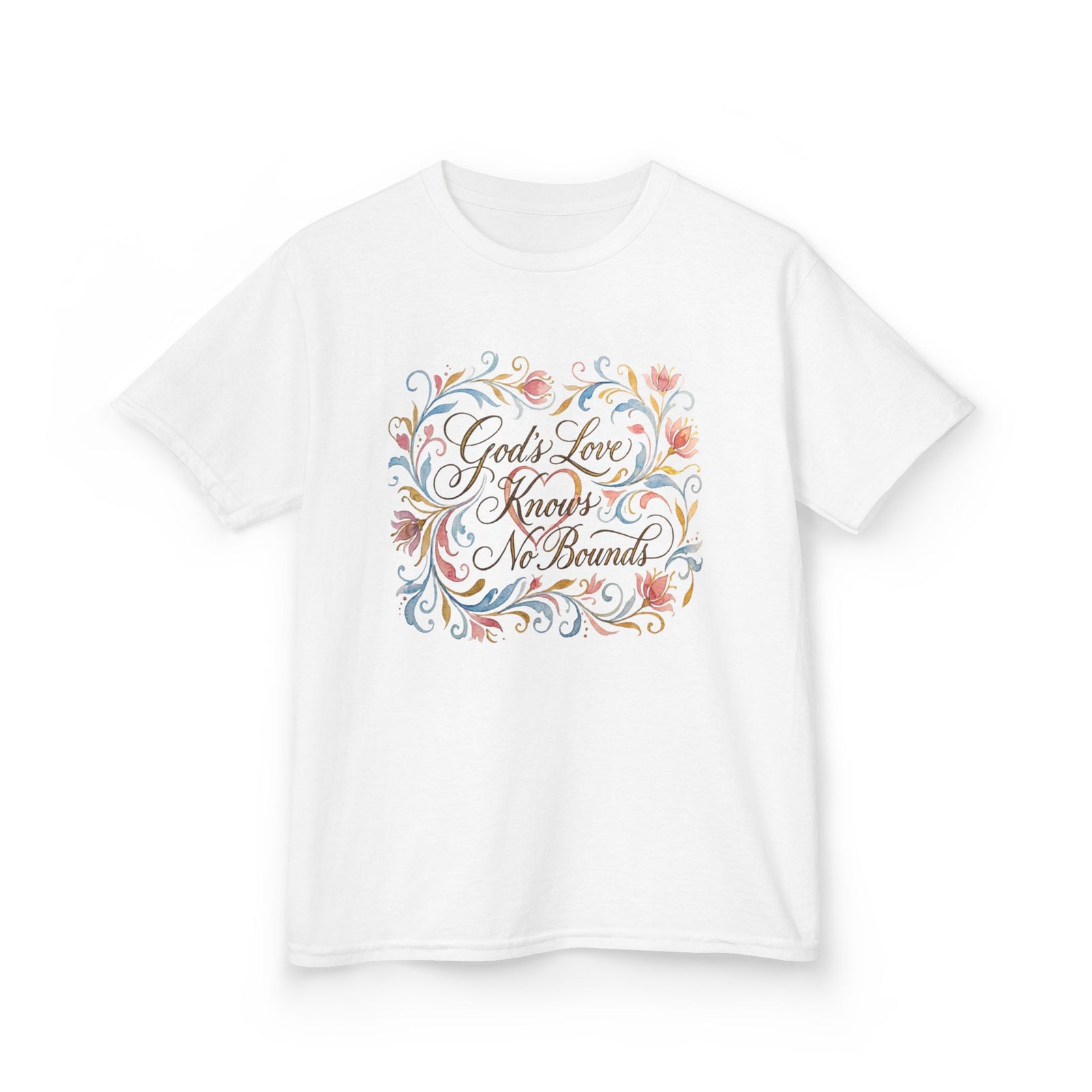 Kids Tee — "God's Love Knows No Bounds" Floral Shirt