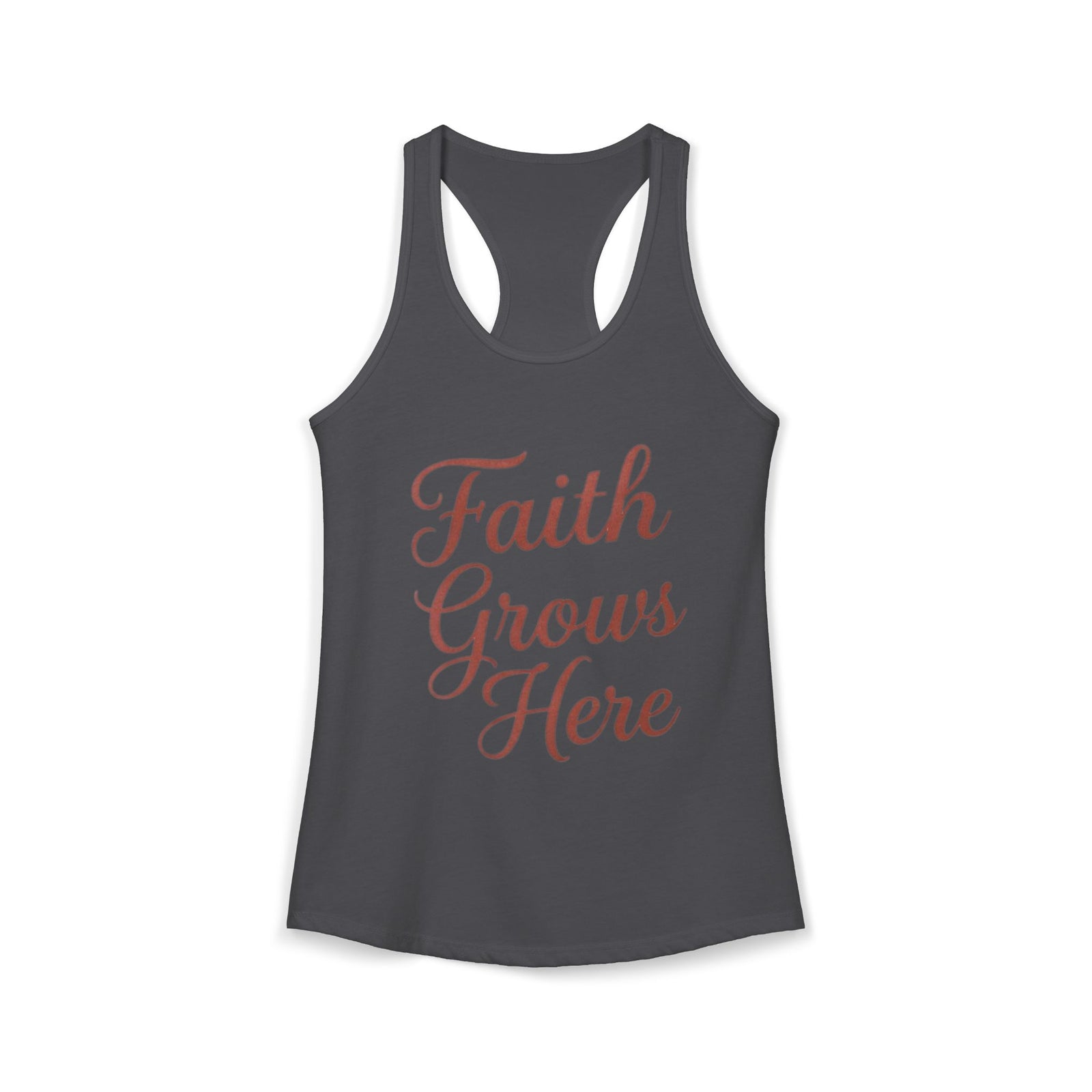 Faith Grows Here Women’s Racerback Tank, Christian Inspirational Tank Top, Faith-Based Apparel, Minimalist Scripture Style Top, Everyday Encouragement Shirt