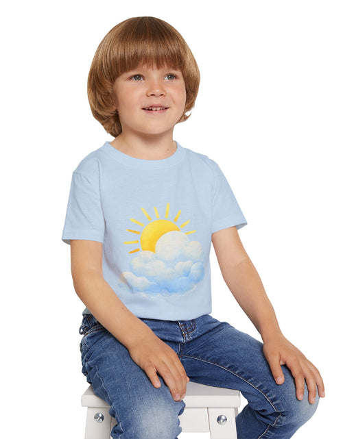 Load image into Gallery viewer, Sunny Cloud Toddler T‑Shirt — Cute Sun &amp; Cloud Graphic Tee for Kids
