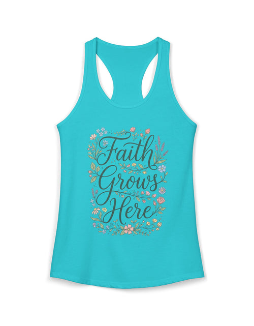 Load image into Gallery viewer, Faith Grows Here Women's Christian Tank Top – Inspirational Faith Shirt – Summer Christian Apparel
