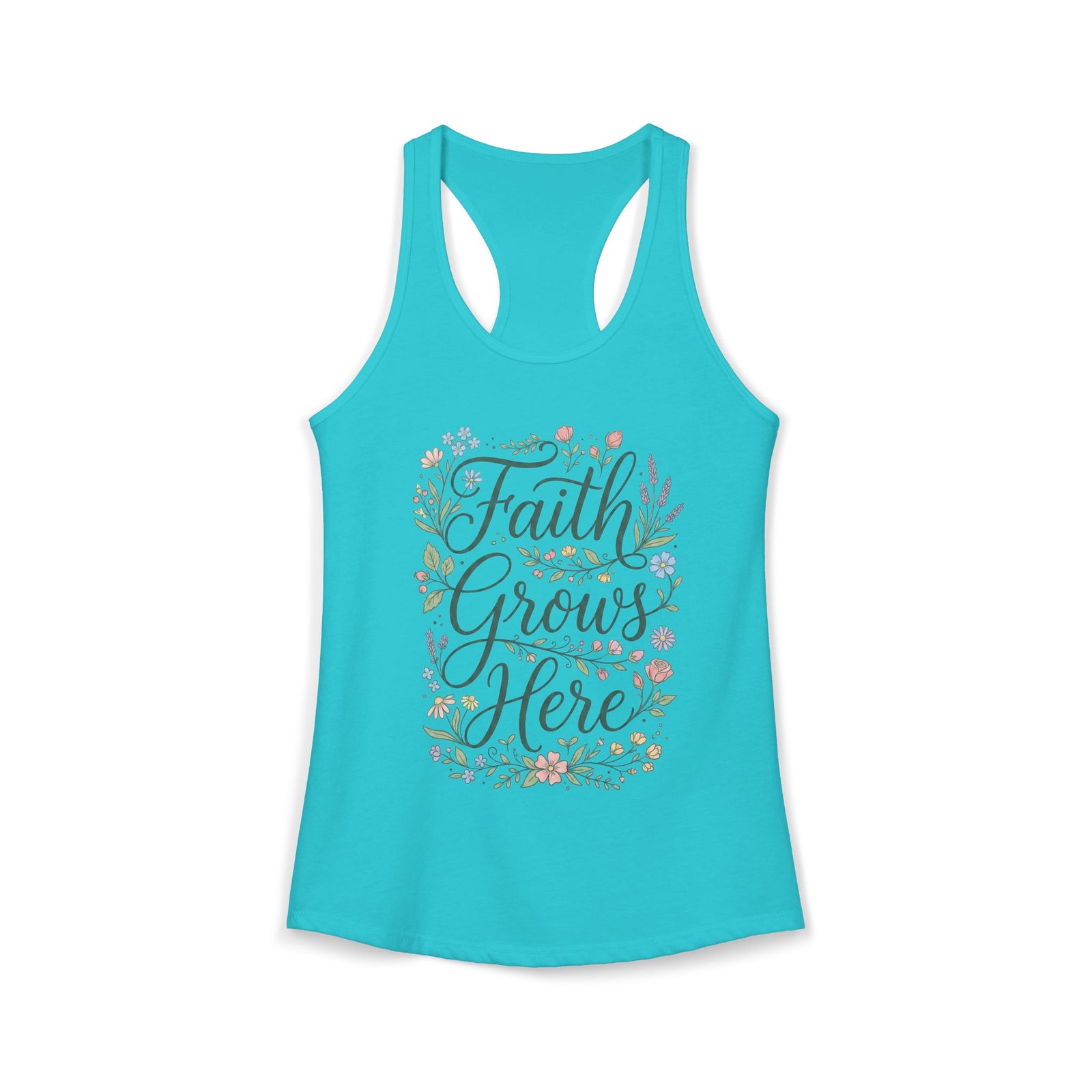 Faith Grows Here Women's Christian Tank Top – Inspirational Faith Shirt – Summer Christian Apparel