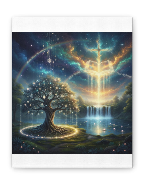 Load image into Gallery viewer, Spiritual Tree of Life Canvas Art — Mystical Cross &amp; Waterfall Stretched Canvas - Home Decor
