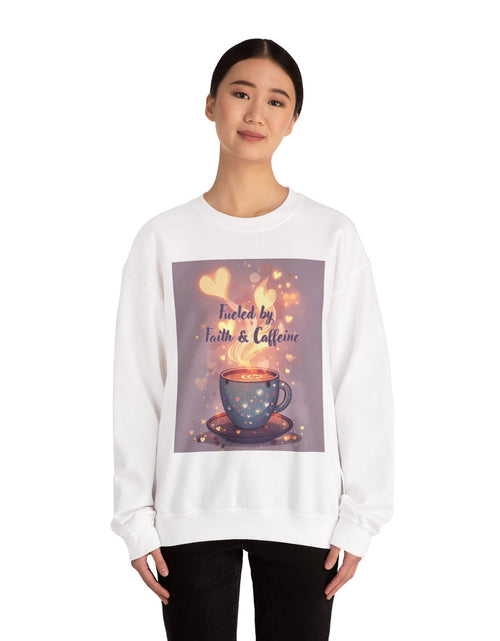 Load image into Gallery viewer, Fueled by Faith &amp; Caffeine| Coffee Lover Faith Fueled - Woman's Crewneck Sweatshirt
