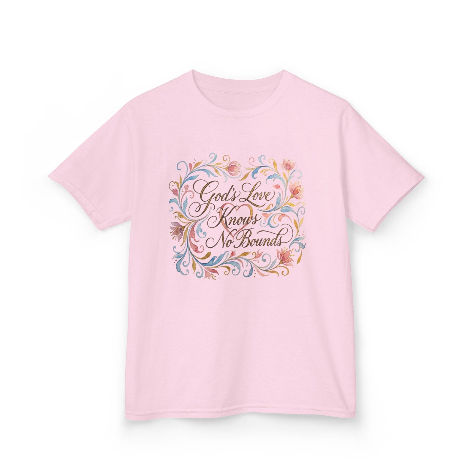 Kids Tee — "God's Love Knows No Bounds" Floral Shirt