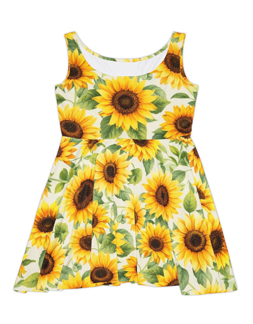 Load image into Gallery viewer, Sunflower Skater Dress – Bright Floral Summer Dress, Cute Sleeveless Sundress, Boho Beach Outfit, Garden Party Dress for Women
