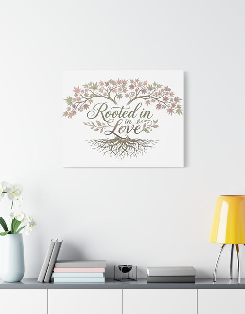 Load image into Gallery viewer, Rooted in Love Tree Canvas Wall Art — Inspirational Family Quote Home Decor
