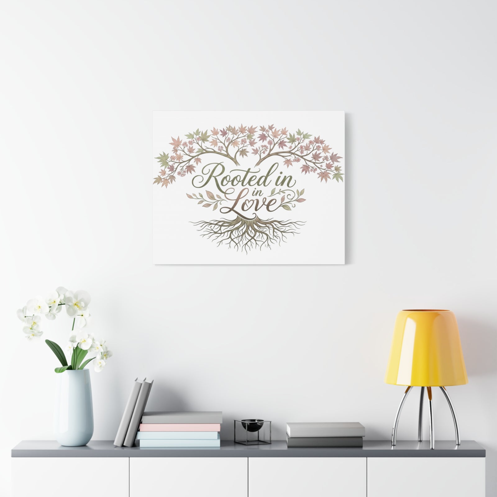 Rooted in Love Tree Canvas Wall Art — Inspirational Family Quote Home Decor
