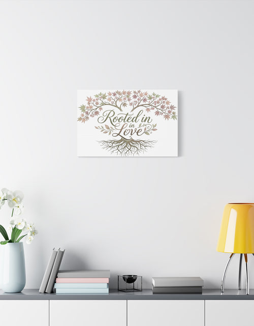 Load image into Gallery viewer, Rooted in Love Tree Canvas Wall Art — Inspirational Family Quote Home Decor
