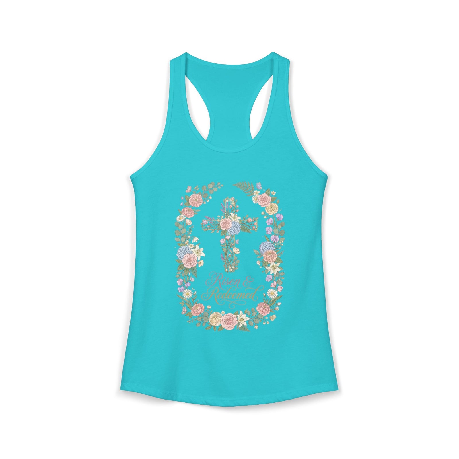 Blessed & Redeemed Women's Christian Tank Top – Cross Faith Shirt – Inspirational Christian Summer Apparel
