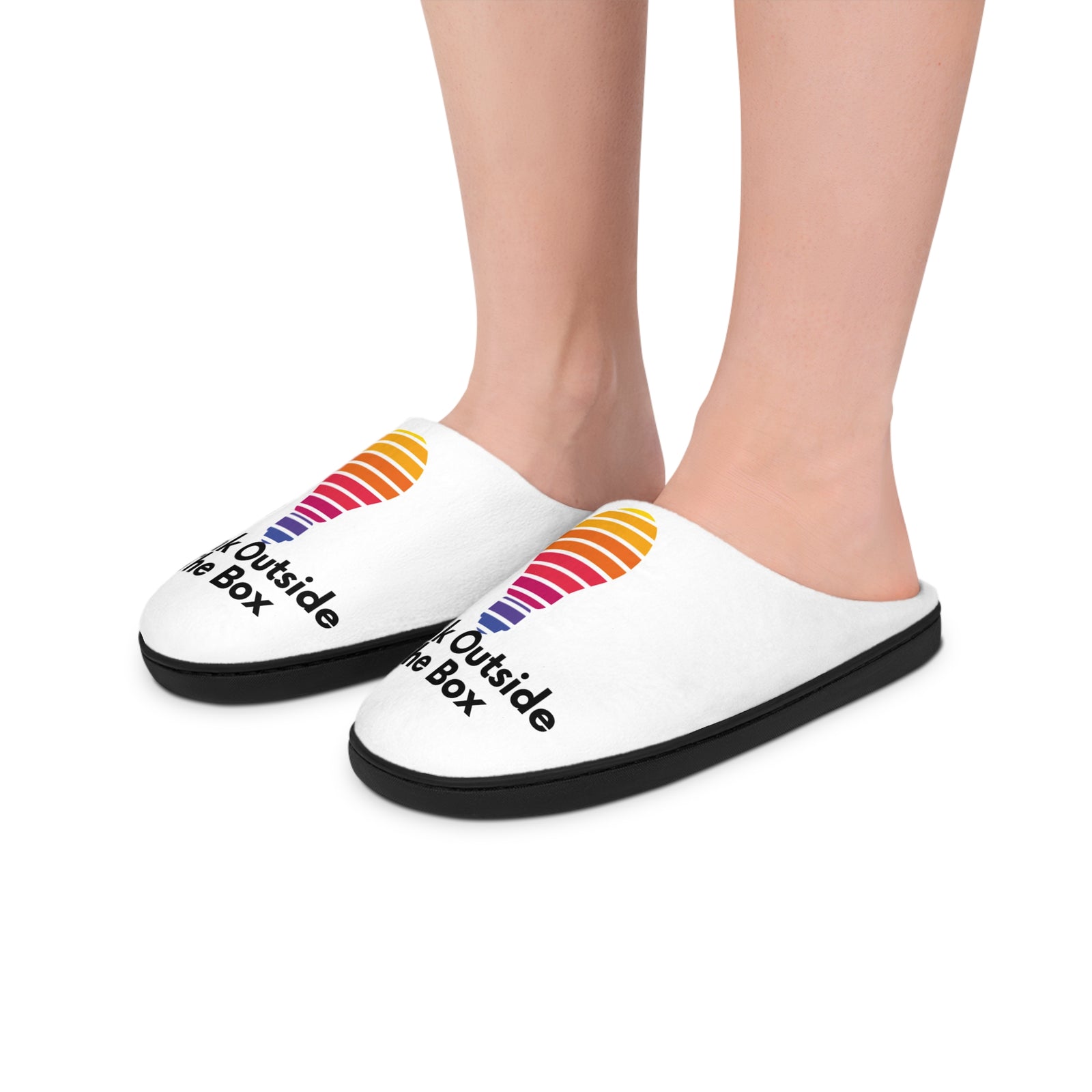 Think Outside The Box Men’s & Women's Indoor Slippers — Colorful Lightbulb Design