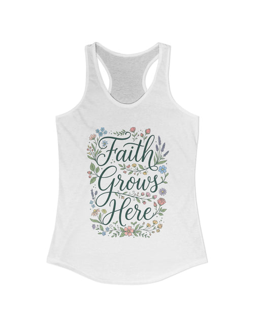 Load image into Gallery viewer, Faith Grows Here Women's Christian Tank Top – Inspirational Faith Shirt – Summer Christian Apparel
