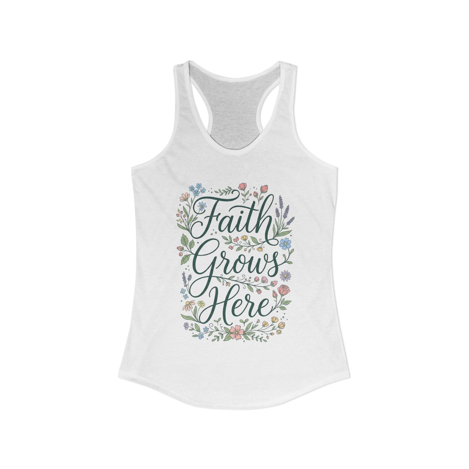 Faith Grows Here Women's Christian Tank Top – Inspirational Faith Shirt – Summer Christian Apparel
