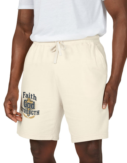 Load image into Gallery viewer, Faith God Strength Fleece Sweat Shorts — Lightweight Religious Lounge Shorts
