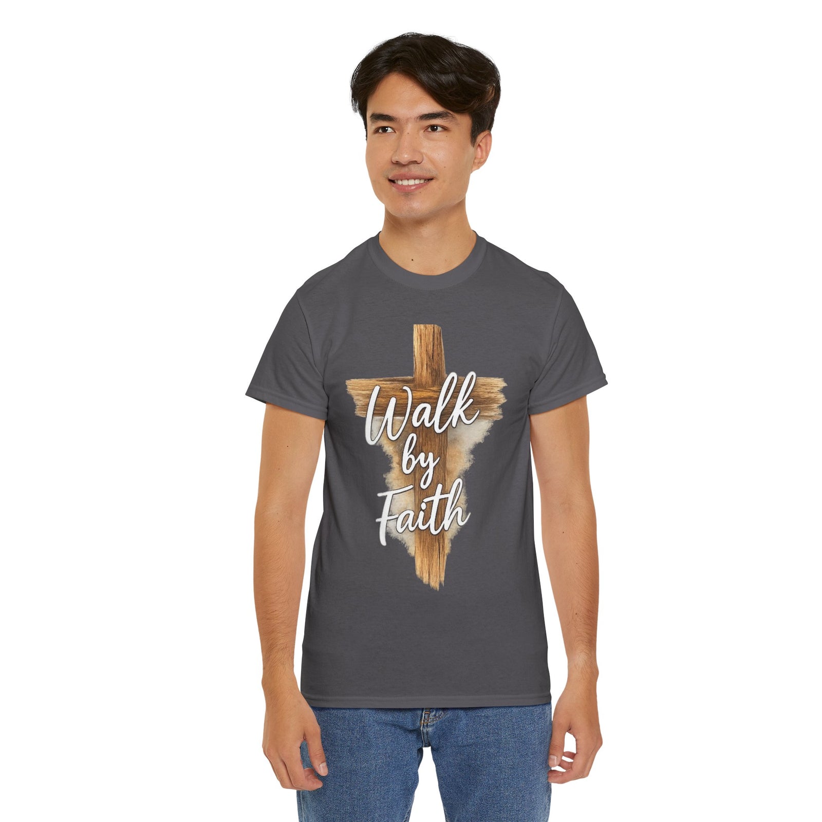 Walk By Faith Tee — Christian Cross Faith Men's T‑Shirt
