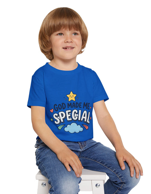 Load image into Gallery viewer, God Made Me Special Toddler T-Shirt | Christian Kids Shirt | Faith-Based Kids Clothes | Cute Religious Gift for Boys &amp; Girls
