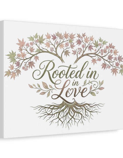 Load image into Gallery viewer, Rooted in Love Tree Canvas Wall Art — Inspirational Family Quote Home Decor
