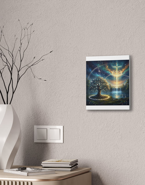 Load image into Gallery viewer, Spiritual Tree of Life Canvas Art — Mystical Cross &amp; Waterfall Stretched Canvas - Home Decor
