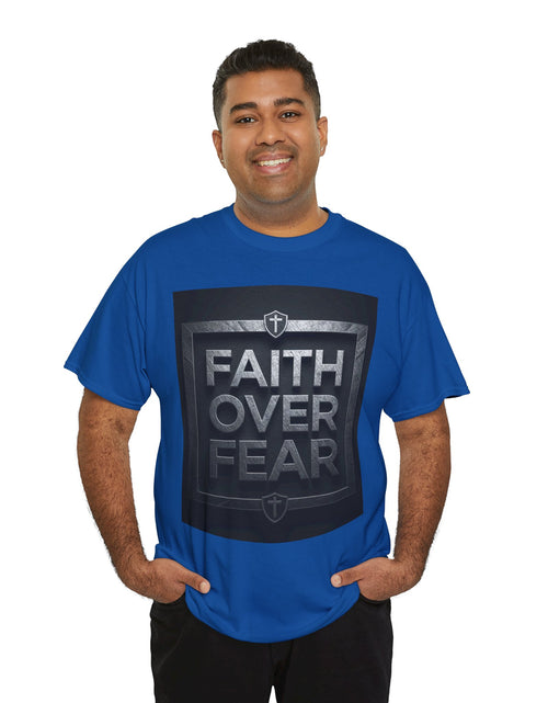 Load image into Gallery viewer, Faith Over Fear T-Shirt — Inspirational Christian Tee with Bold Typography For Men &amp; Women
