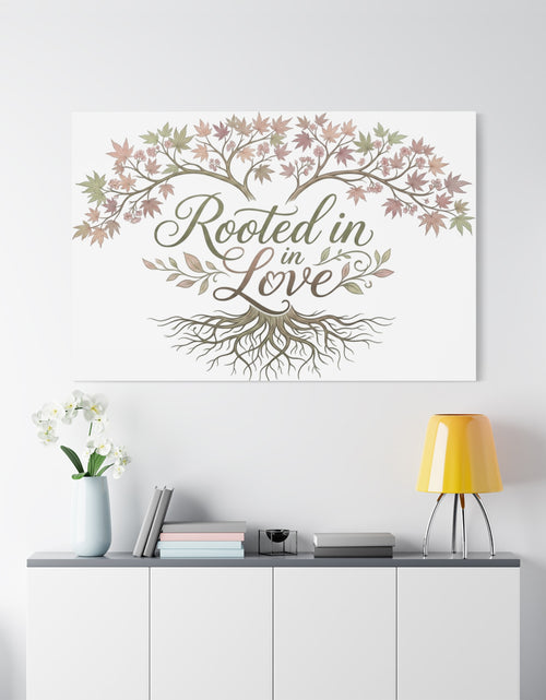 Load image into Gallery viewer, Rooted in Love Tree Canvas Wall Art — Inspirational Family Quote Home Decor
