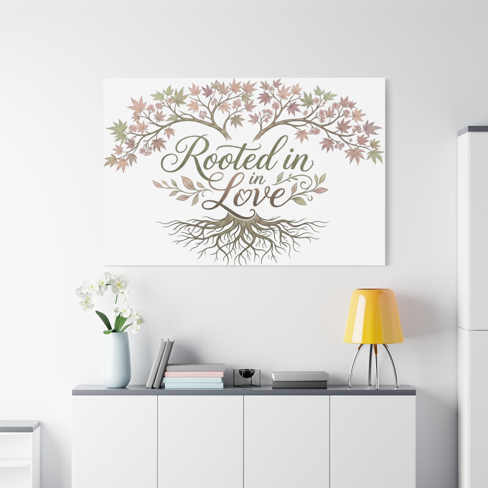 Rooted in Love Tree Canvas Wall Art — Inspirational Family Quote Home Decor
