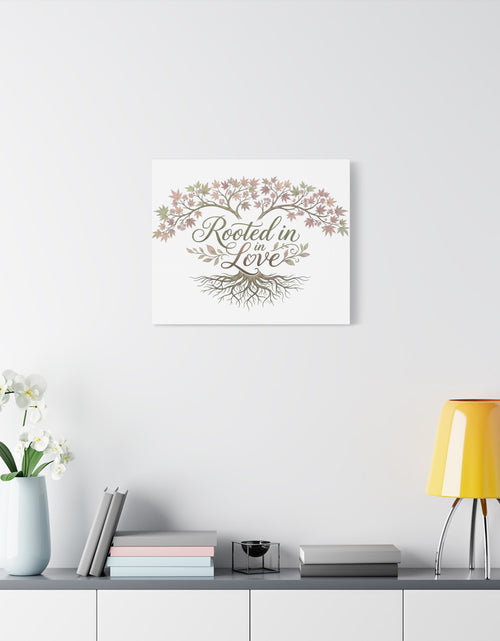 Load image into Gallery viewer, Rooted in Love Tree Canvas Wall Art — Inspirational Family Quote Home Decor

