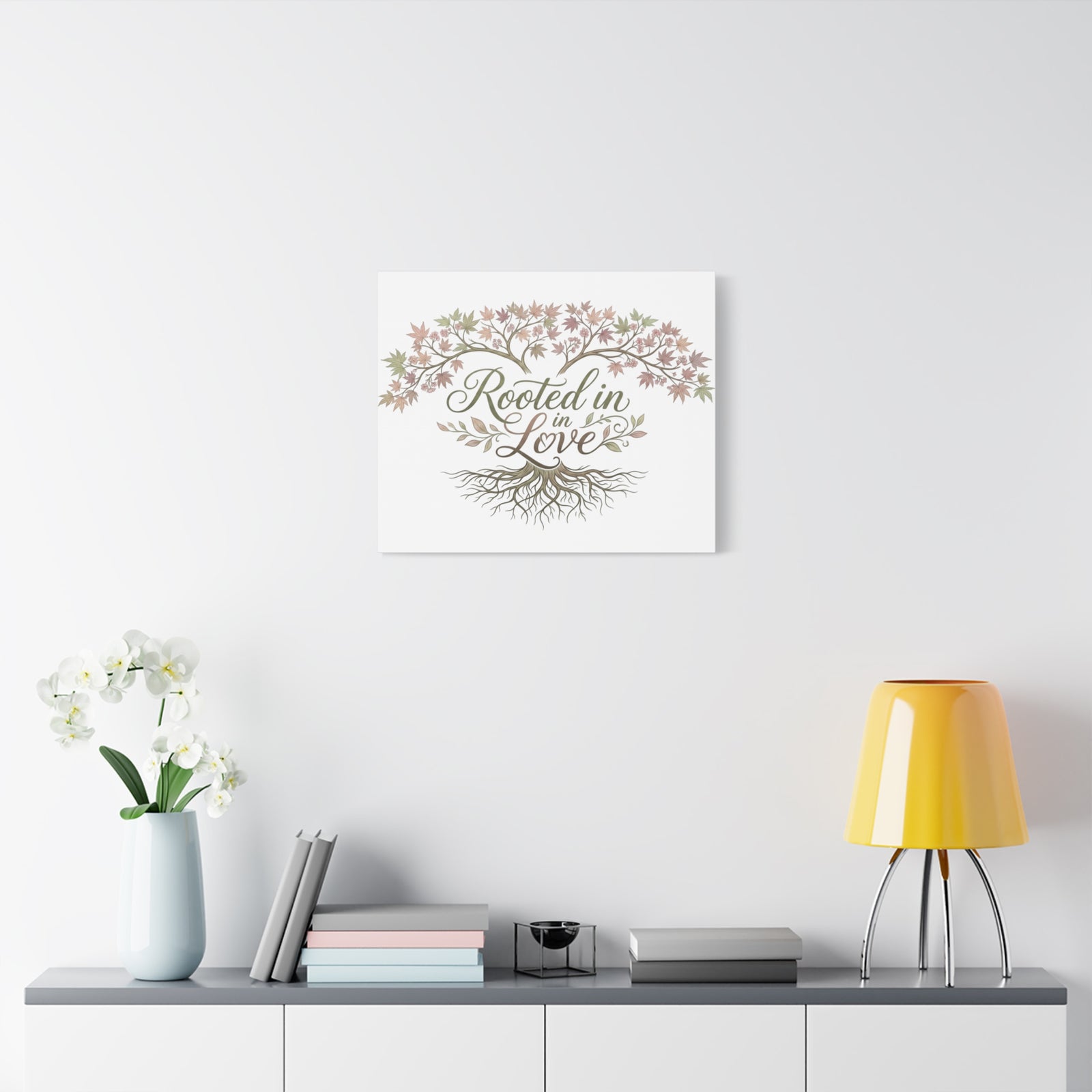 Rooted in Love Tree Canvas Wall Art — Inspirational Family Quote Home Decor