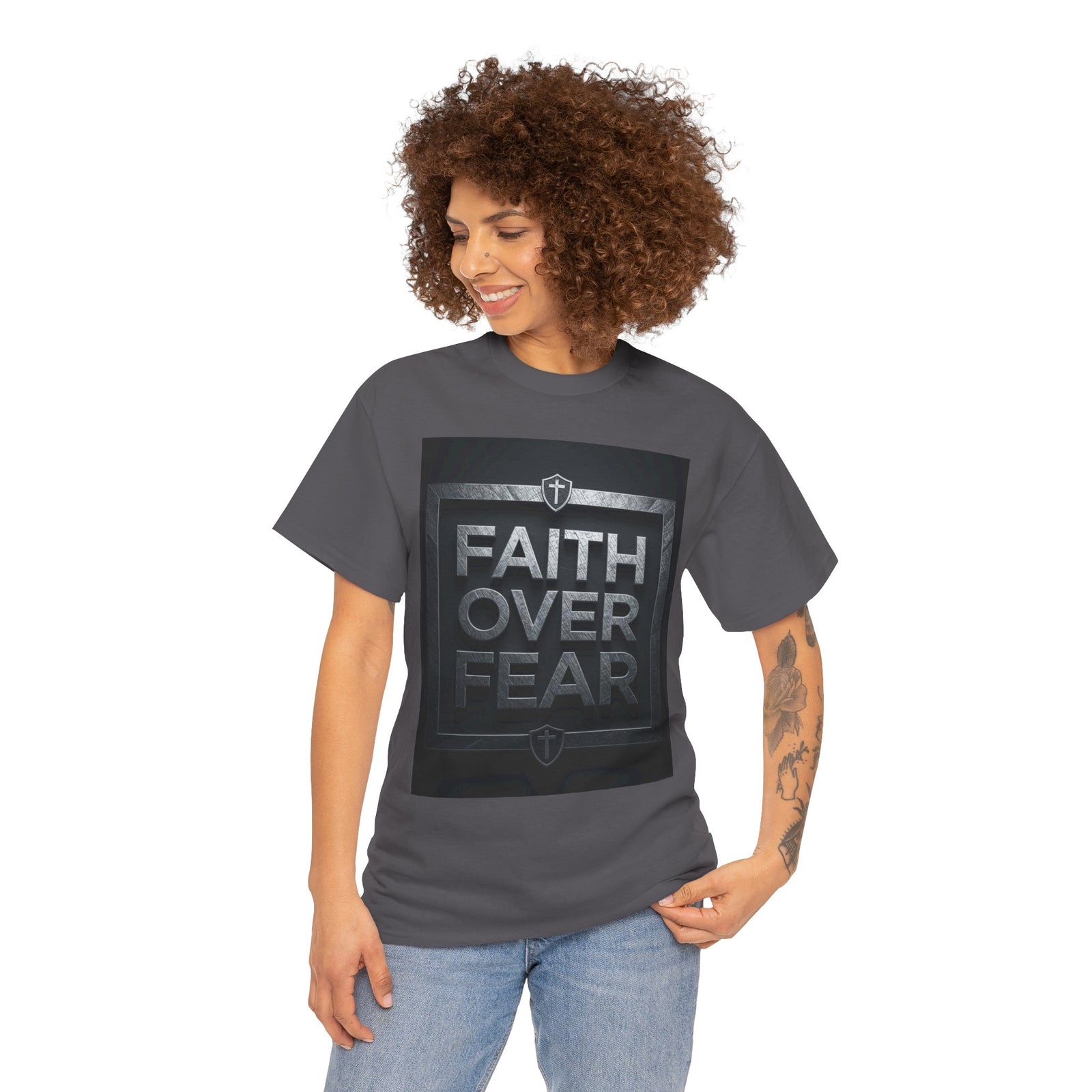 Faith Over Fear T-Shirt — Inspirational Christian Tee with Bold Typography For Men & Women