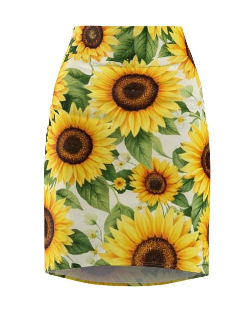 Load image into Gallery viewer, Sunflower Pencil Skirt – Bright Yellow Floral Midi Skirt for Summer, Casual Office Wear, Garden Party Outfit, Gift for Her
