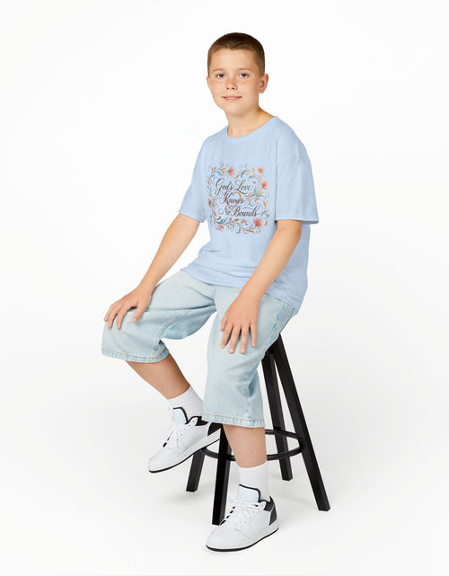 Load image into Gallery viewer, Kids Tee — "God's Love Knows No Bounds" Floral Shirt
