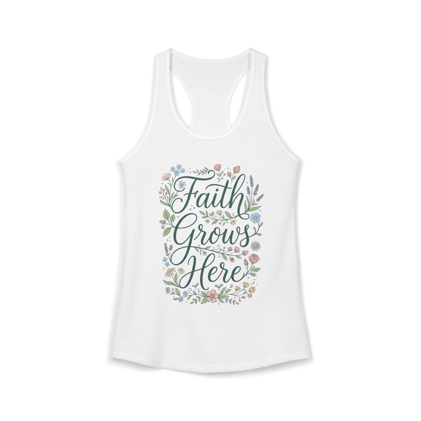 Faith Grows Here Women's Christian Tank Top – Inspirational Faith Shirt – Summer Christian Apparel