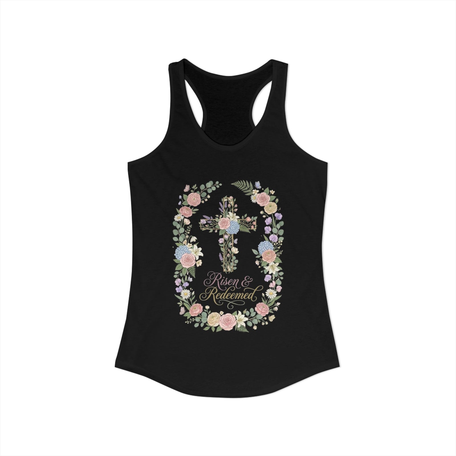 Blessed & Redeemed Women's Christian Tank Top – Cross Faith Shirt – Inspirational Christian Summer Apparel