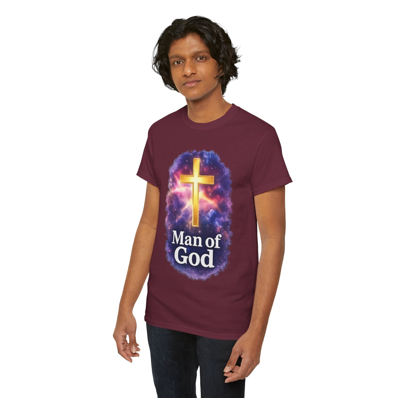 Man of God T-Shirt — Christian Cross  Men & Boys Graphic Tee