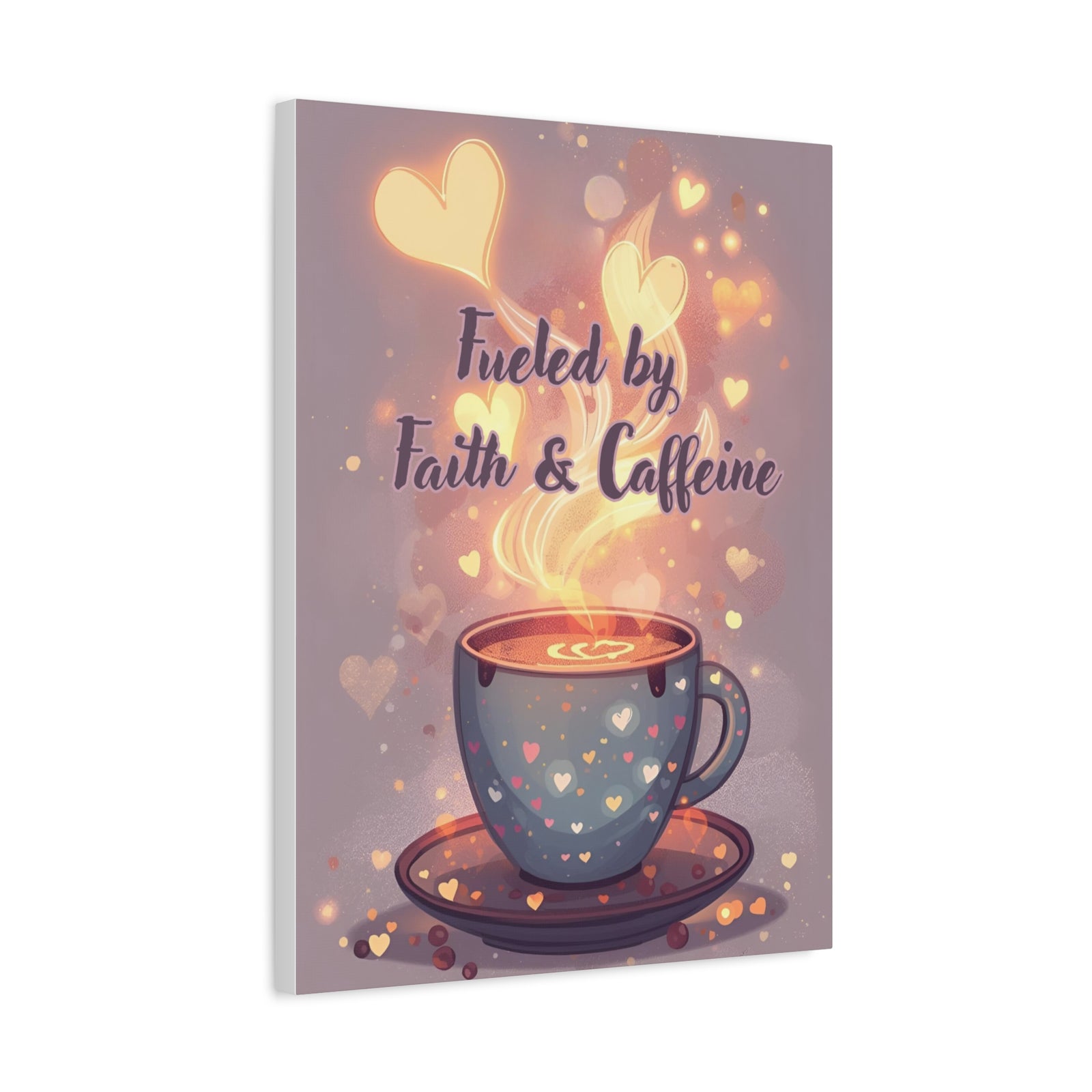 Canvas Wall Art "Fueled by Faith & Caffeine" — Coffee Lover Inspirational Home - Coffee Shop Decor